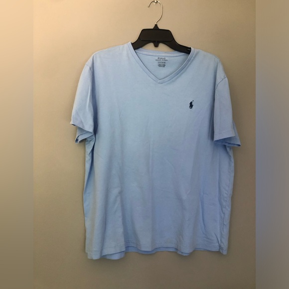 Polo Ralph Lauren Size Large Short Sleeve V Neck Light Blue T Shirt # - Picture 1 of 7